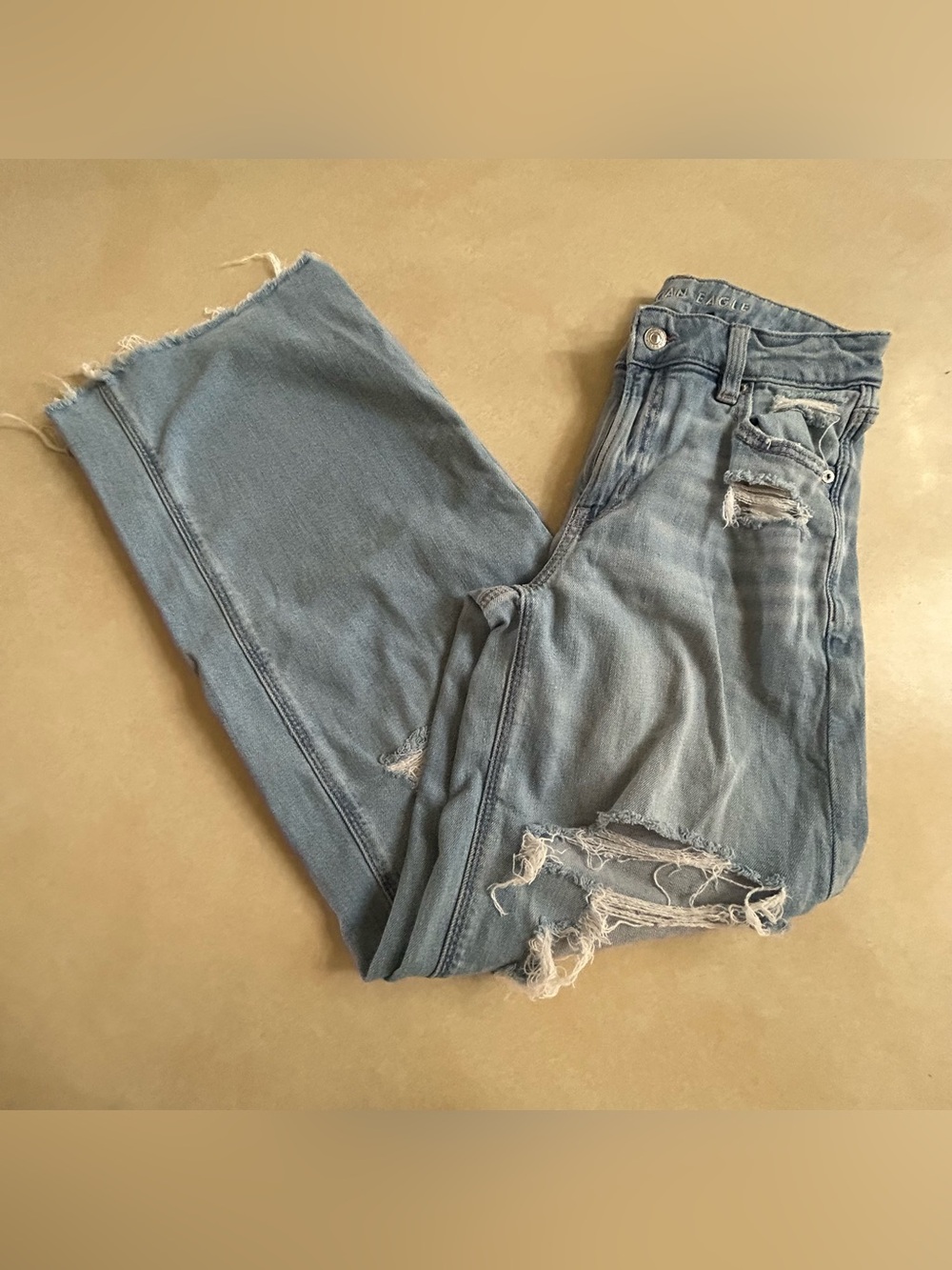 American Eagle Super High Rise Baggy Wide Leg Jeans 0 Light wash